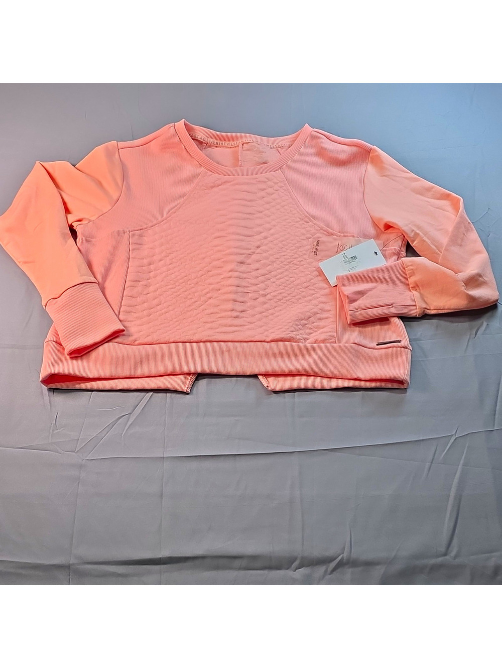 NWT Nine West Quilted Active Women's Top Long Sleeve M Pink